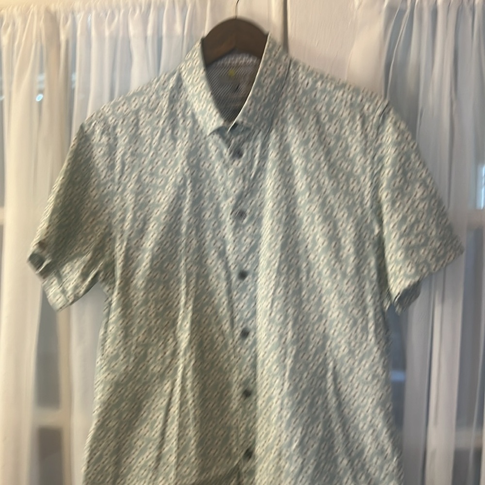 Ted Barker London Floral Geo Print Shirt Men’s Size 4 (Large) Blue - Picture 4 of 10
